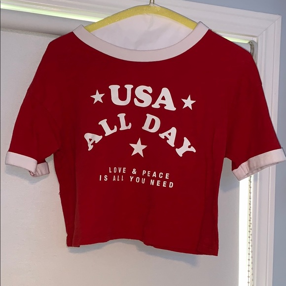“USA ALL DAY” Cropped Tee - Picture 1 of 2
